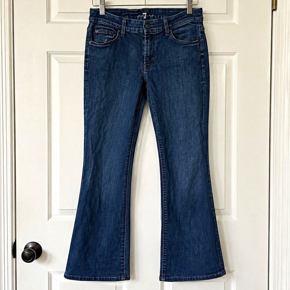 7 For All Mankind Women’s Jeans Size 29 Dark Wash Low Rise Bootcut Flare 33”